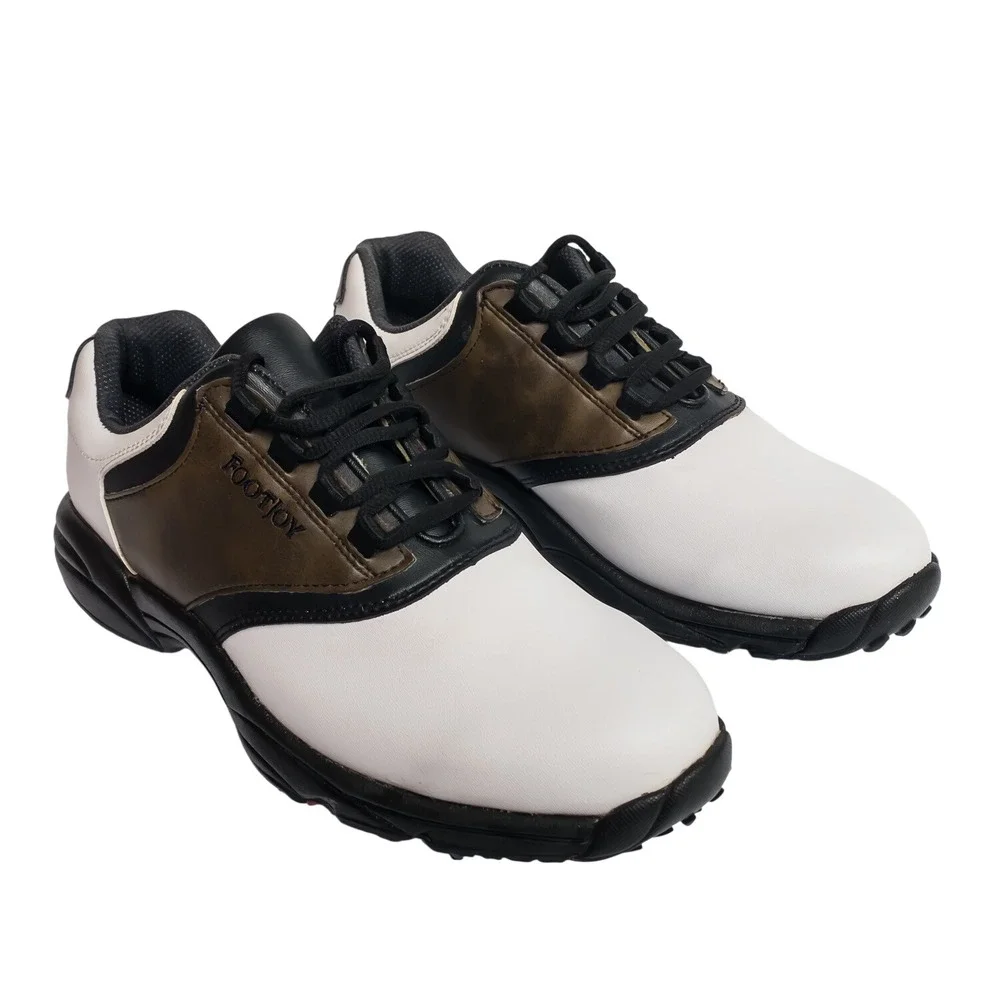 FootJoy Golf Shoes Mens 8 White Brown Black Spiked FlexZone READ